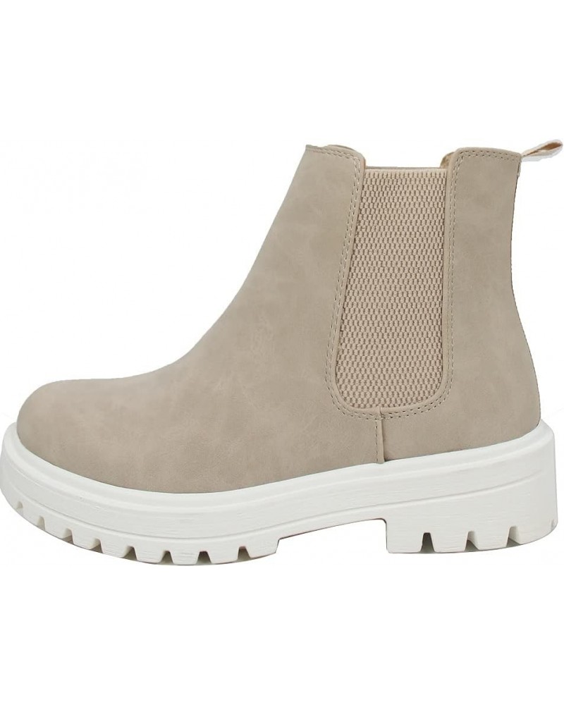 Soda Women's Faux Leather Round Toe Chelsea High Top Platform Ankle Boot Sand $23.97 Boots