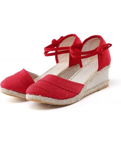 Boots for Women,Summer Casual Ring Toe Slip-On Flat Flowers Sandals Solid Fashion Girls Sandals Red $12.96 Sandals