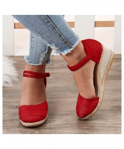 Boots for Women,Summer Casual Ring Toe Slip-On Flat Flowers Sandals Solid Fashion Girls Sandals Red $12.96 Sandals