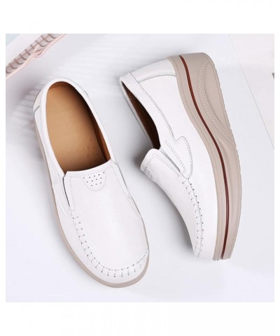 Women Platform Slip On Loafers Comfortable Height Increase Moccasins Casual Closed Round Toe Work Wedge Shoes Beige $33.65 Lo...