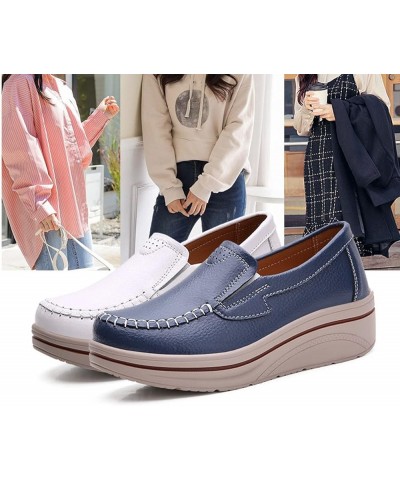 Women Platform Slip On Loafers Comfortable Height Increase Moccasins Casual Closed Round Toe Work Wedge Shoes Beige $33.65 Lo...