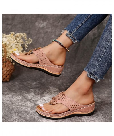 Slip on Sandals Women Strappy Lace Up Block Chunky Wedges Sandal Slip-on Open Toe Dress Wedding Shoes 146-hyems-pink-h $12.54...