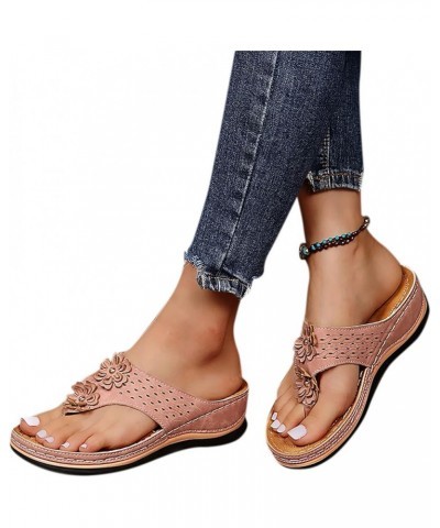 Slip on Sandals Women Strappy Lace Up Block Chunky Wedges Sandal Slip-on Open Toe Dress Wedding Shoes 146-hyems-pink-h $12.54...