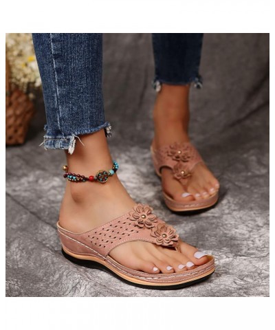 Slip on Sandals Women Strappy Lace Up Block Chunky Wedges Sandal Slip-on Open Toe Dress Wedding Shoes 146-hyems-pink-h $12.54...