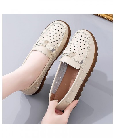 Wedge Heels for Women, Loafers for Women, Summer Slip-On Flat Leather Loafer Comfort Breathable Walking Shoes Casual Shoes fo...