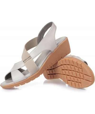 Wedges Shoes for Womens,Outdoor Peep Toe Fish Mouth Fashion Comfortable Leather Anti Slip Sandals Cream-coloured $20.16 Sandals