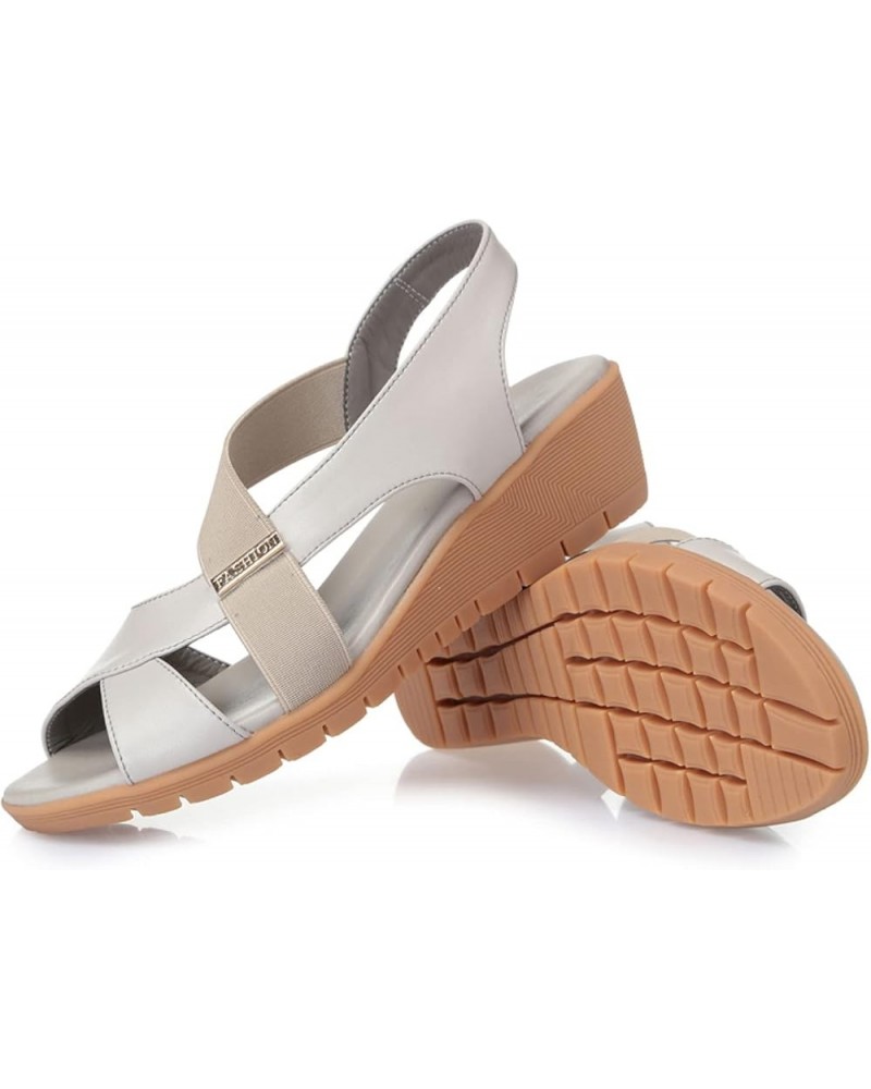 Wedges Shoes for Womens,Outdoor Peep Toe Fish Mouth Fashion Comfortable Leather Anti Slip Sandals Cream-coloured $20.16 Sandals