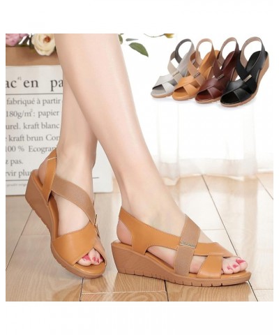 Wedges Shoes for Womens,Outdoor Peep Toe Fish Mouth Fashion Comfortable Leather Anti Slip Sandals Cream-coloured $20.16 Sandals