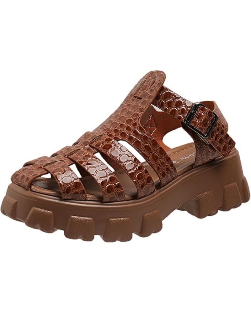 Women's Combat Fisherman Sandal Casual Bohemia Gladiator Wedge Shoes Ankle Strap Outdoor Platform Sandals Closed Toe Brown $1...