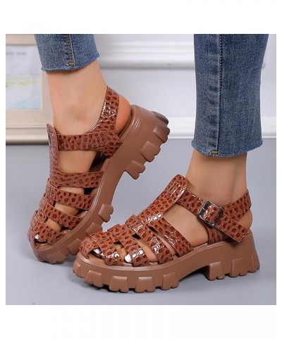 Women's Combat Fisherman Sandal Casual Bohemia Gladiator Wedge Shoes Ankle Strap Outdoor Platform Sandals Closed Toe Brown $1...