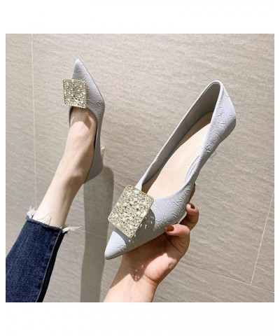 Woman's Party Pointy Toe Stiletto Mid Heels Pumps Fashion Rhinestone Slip-ons Thin Non-Slip Mary Jane Dress Shoes US Size 4-8...