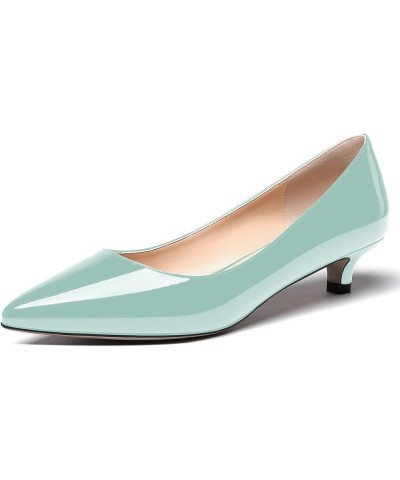 Womens Office Dress Patent Slip On Pointed Toe Kitten Low Heel Pumps Shoes 1.5 Inch Turquoise $22.55 Pumps