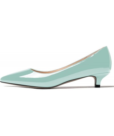 Womens Office Dress Patent Slip On Pointed Toe Kitten Low Heel Pumps Shoes 1.5 Inch Turquoise $22.55 Pumps