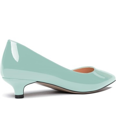 Womens Office Dress Patent Slip On Pointed Toe Kitten Low Heel Pumps Shoes 1.5 Inch Turquoise $22.55 Pumps