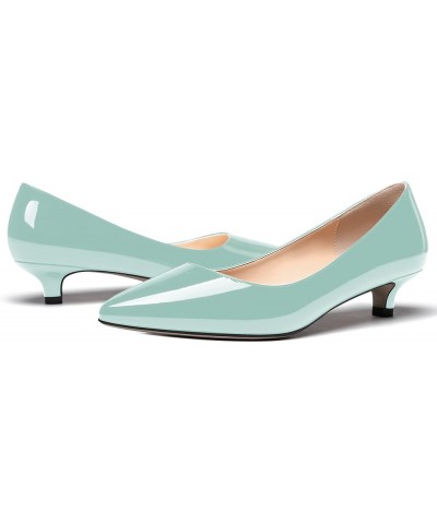 Womens Office Dress Patent Slip On Pointed Toe Kitten Low Heel Pumps Shoes 1.5 Inch Turquoise $22.55 Pumps