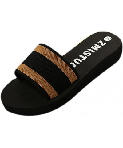 Platform Sandals Slip on Slippers Indoor and Outdoor Unisex- Adult Bathroom House Slippers Quick Drying Size 8 Brown $11.44 S...