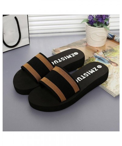 Platform Sandals Slip on Slippers Indoor and Outdoor Unisex- Adult Bathroom House Slippers Quick Drying Size 8 Brown $11.44 S...