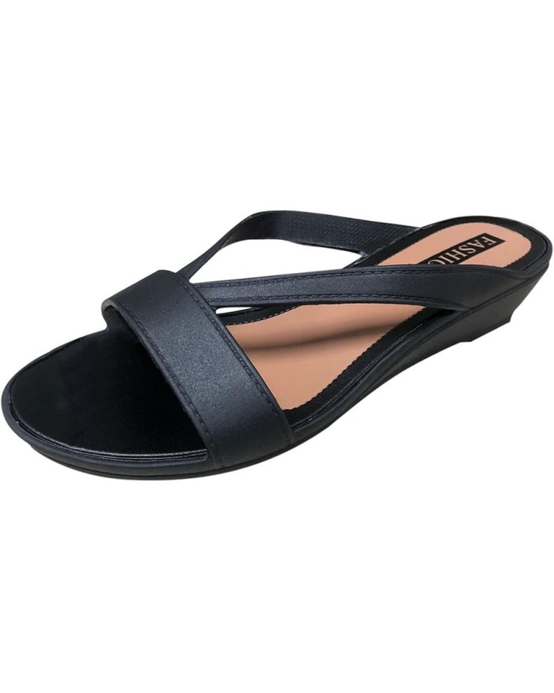 Sandals For Women Black Flats For Women Dressy Women'S Flip Flops Stair Slides Indoor For Power Plate Vibration Platfo Black ...