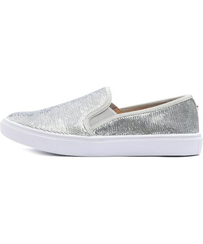 Women's Fashion Sparkle Sequin Embellished Sneaker Party Holiday Casual Shoes Silver Sequin Slip on $26.99 Loafers & Slip-Ons