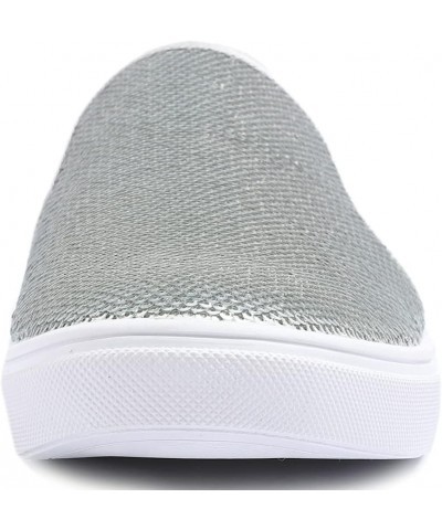 Women's Fashion Sparkle Sequin Embellished Sneaker Party Holiday Casual Shoes Silver Sequin Slip on $26.99 Loafers & Slip-Ons