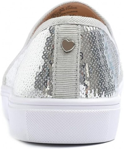 Women's Fashion Sparkle Sequin Embellished Sneaker Party Holiday Casual Shoes Silver Sequin Slip on $26.99 Loafers & Slip-Ons