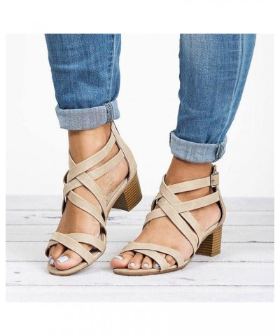 rhinestone sandal Sandals For Women Ladies Fashion Peep Toe Causal Shoes Hollow Out High Heels gladiator sandal Beige $11.28 ...