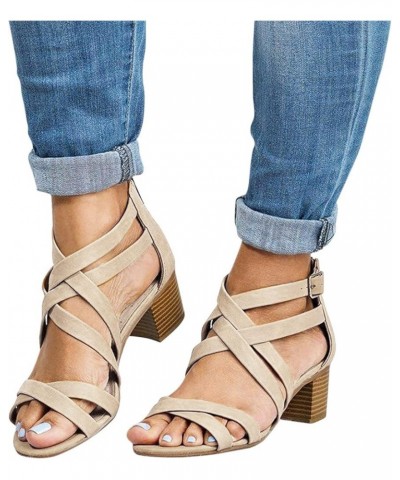 rhinestone sandal Sandals For Women Ladies Fashion Peep Toe Causal Shoes Hollow Out High Heels gladiator sandal Beige $11.28 ...