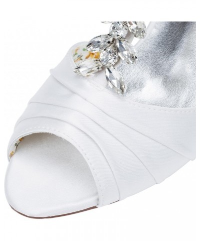 Ivory Bridal Shoes Crystal Kitten Heel Sandals Women's T Strap Open Toe Evening Shoes White $32.40 Pumps