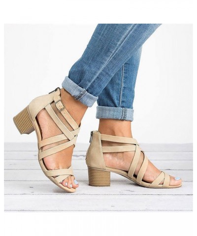 rhinestone sandal Sandals For Women Ladies Fashion Peep Toe Causal Shoes Hollow Out High Heels gladiator sandal Beige $11.28 ...