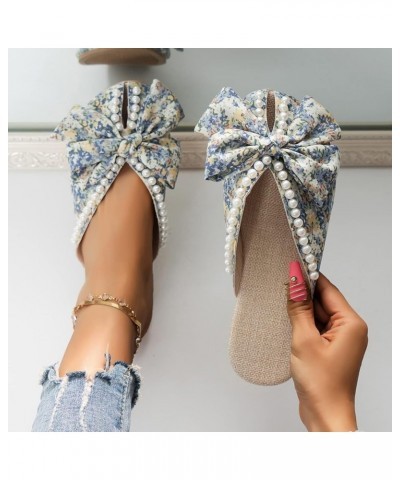 thong sandals for women wide width Womens Flat Sandals Summer Rhinestone Open Toe Pearl Rhinestone Sandals Roman Sandals Blue...