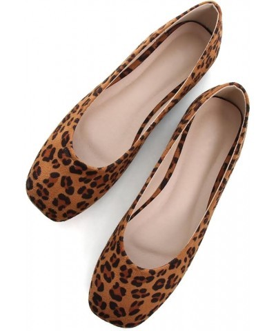 Women's Flats Fashion Slip On Ballet Shoes Comfortable Dress Flats Leopard Print Brown $11.20 Flats