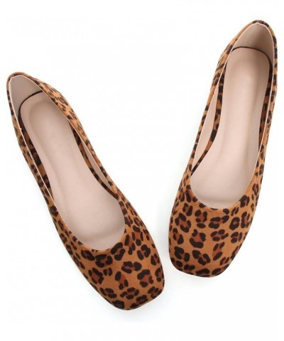 Women's Flats Fashion Slip On Ballet Shoes Comfortable Dress Flats Leopard Print Brown $11.20 Flats