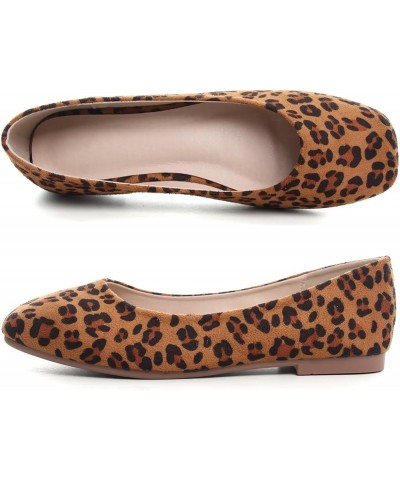 Women's Flats Fashion Slip On Ballet Shoes Comfortable Dress Flats Leopard Print Brown $11.20 Flats