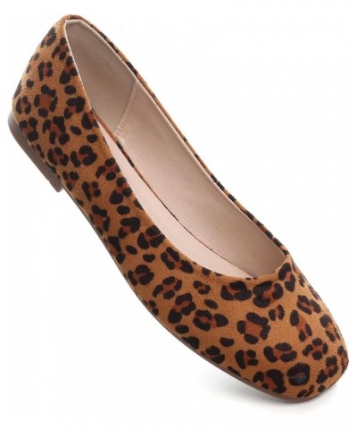 Women's Flats Fashion Slip On Ballet Shoes Comfortable Dress Flats Leopard Print Brown $11.20 Flats