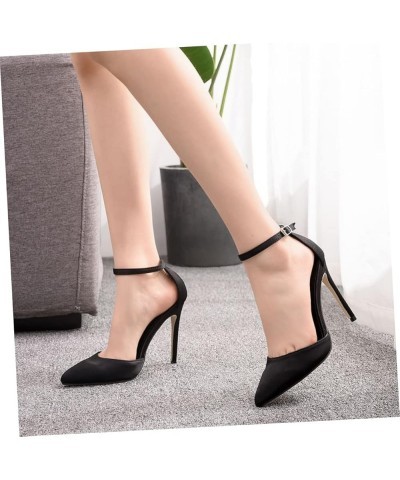 1 Pair Dress Pumps Satin for Delicate Woman Fashionable Wide Heel Wedding Classic Pump Sandals Footwear Black $11.60 Sandals