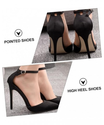 1 Pair Dress Pumps Satin for Delicate Woman Fashionable Wide Heel Wedding Classic Pump Sandals Footwear Black $11.60 Sandals