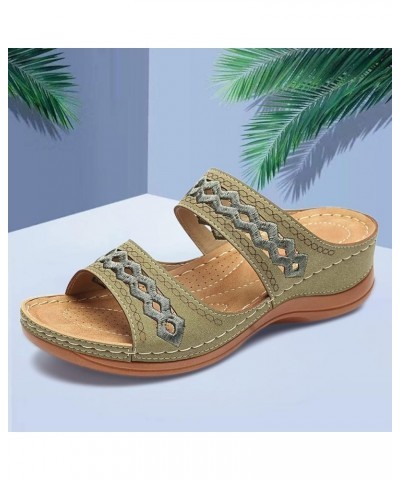 Wedge Heels for Women, Women's Slippers Hollow Set Foot Low Top Casual Wedge Platform Sandals Z 02-green $12.01 Sandals