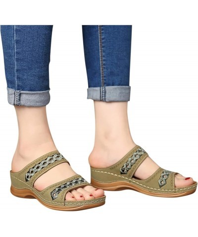 Wedge Heels for Women, Women's Slippers Hollow Set Foot Low Top Casual Wedge Platform Sandals Z 02-green $12.01 Sandals