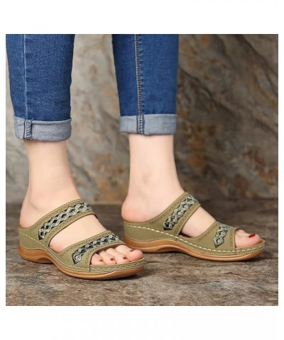 Wedge Heels for Women, Women's Slippers Hollow Set Foot Low Top Casual Wedge Platform Sandals Z 02-green $12.01 Sandals