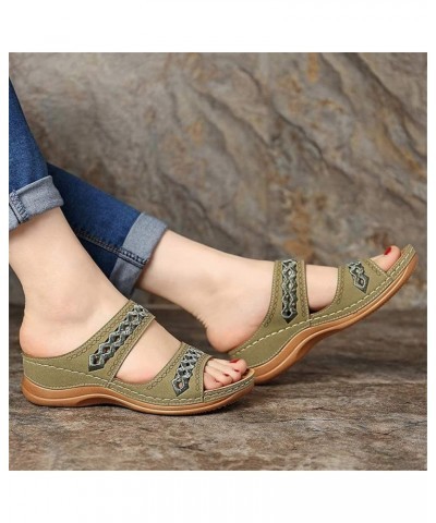 Wedge Heels for Women, Women's Slippers Hollow Set Foot Low Top Casual Wedge Platform Sandals Z 02-green $12.01 Sandals