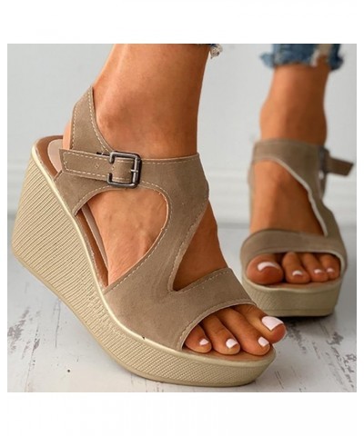 Women Walking Sandals Platform Flip Flops Women's New Summer Large Wedge Heel Fashion Roman Fairy Sandals Ci3-khaki $13.66 Ou...