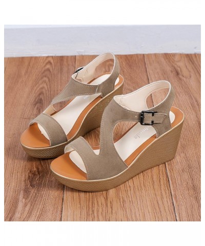 Women Walking Sandals Platform Flip Flops Women's New Summer Large Wedge Heel Fashion Roman Fairy Sandals Ci3-khaki $13.66 Ou...