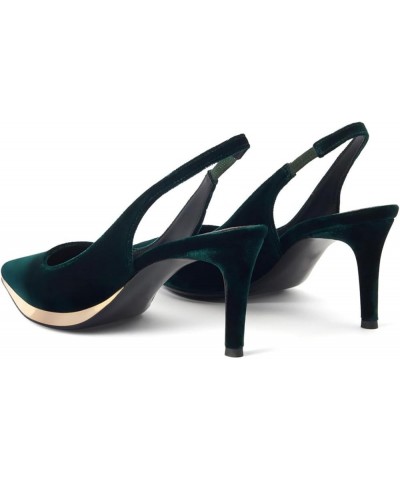 Women Fashion Pointed Toe Mid Heel Pumps Slip On Slingback Ladies Summer Party Prom Dress Shoes Size 4-16 US Dark Green $29.3...