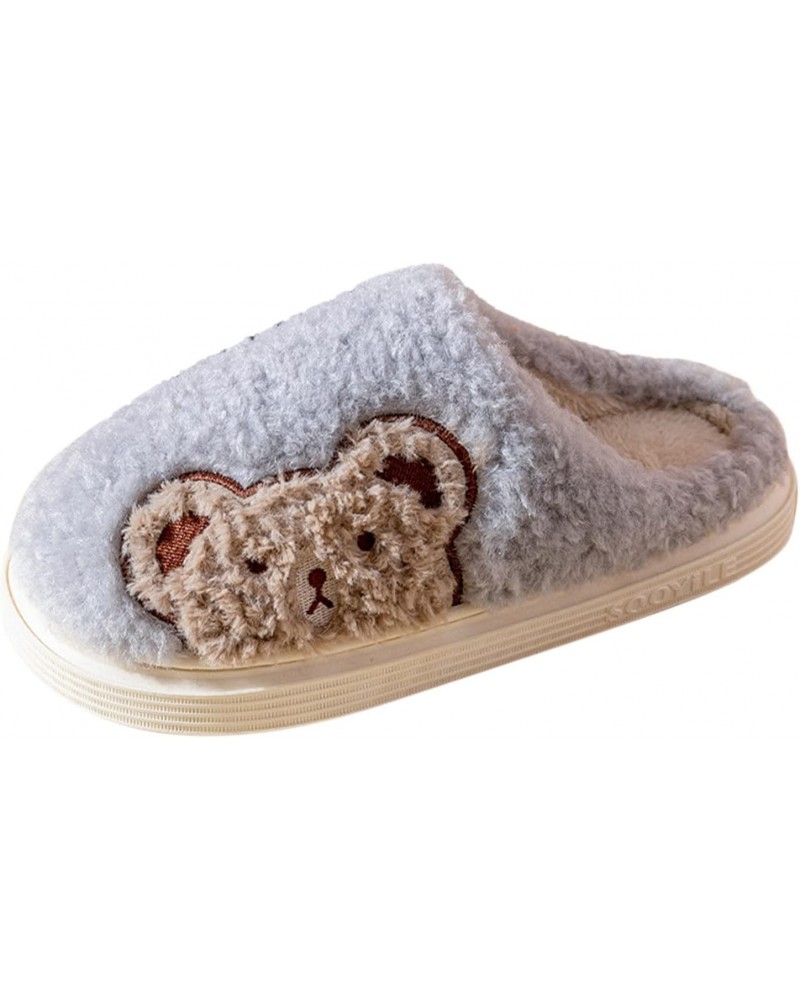 Fluffy Slippers Women & Men Mid Calf Plush Soft Bottom Comfortable Flat Cotton Slippers Unique Dress House Shoes ( C-Grey, 11...