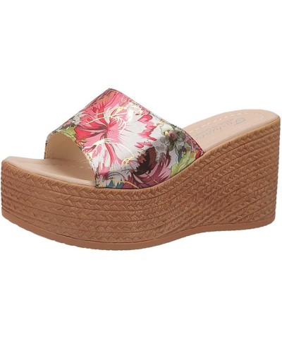 Zapatos de cuña mujer Plataforma de verano Color sólido Floral Cuña Sandalia Zapato Fiesta Hogar Ocio Sandalias Viaje D-499 R...