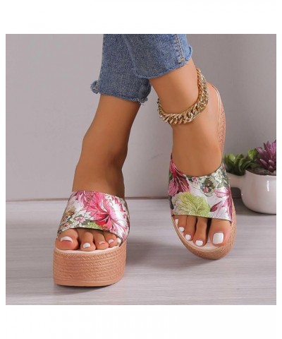 Zapatos de cuña mujer Plataforma de verano Color sólido Floral Cuña Sandalia Zapato Fiesta Hogar Ocio Sandalias Viaje D-499 R...