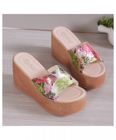 Zapatos de cuña mujer Plataforma de verano Color sólido Floral Cuña Sandalia Zapato Fiesta Hogar Ocio Sandalias Viaje D-499 R...