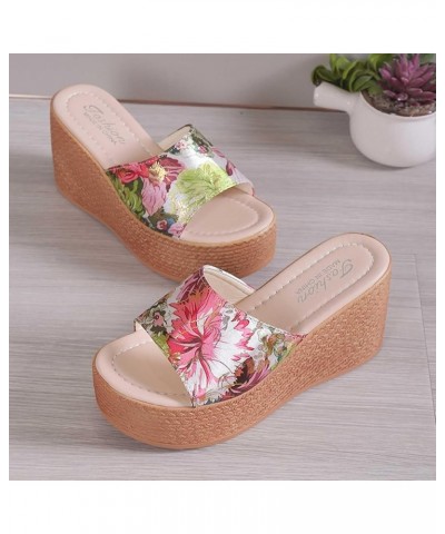 Zapatos de cuña mujer Plataforma de verano Color sólido Floral Cuña Sandalia Zapato Fiesta Hogar Ocio Sandalias Viaje D-499 R...