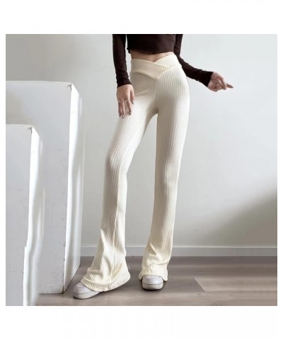 2022 Winter Elegant Hot Knit Casual Flared Pants High Waist Pants Retro Ladies Solid Color Versatile Flared Pants A - 2024 Pa...