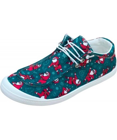 Chukkas Shoes for Women with Christmas Printed Rubber Flat Canvas Slip on Sneakers with Jeans Lightweight Green $18.94 Fashio...